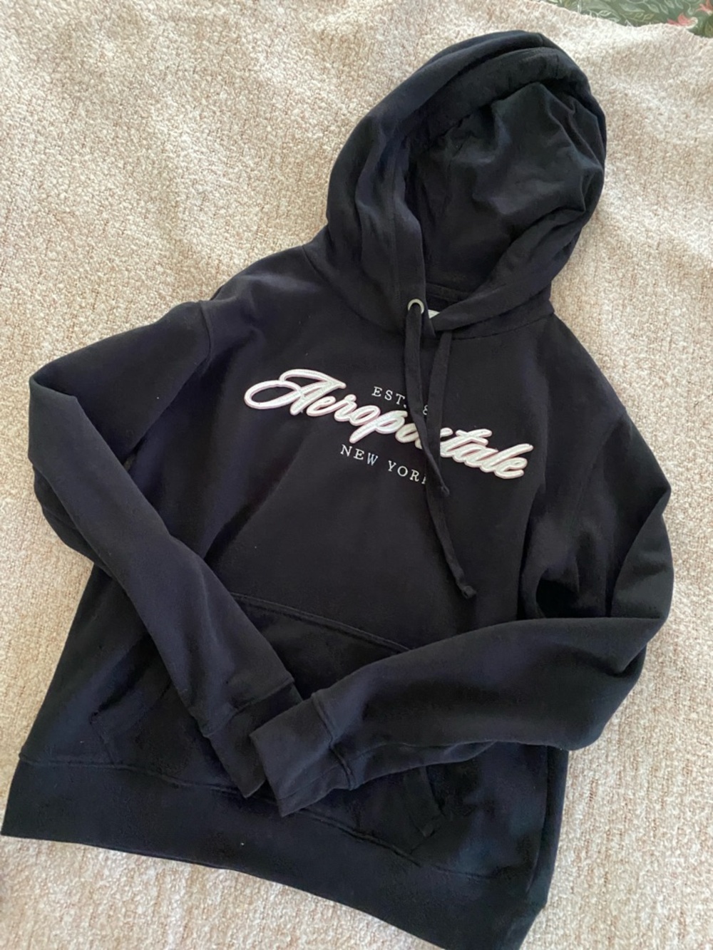 Aeropostale Black Hoodie with White Script Logo